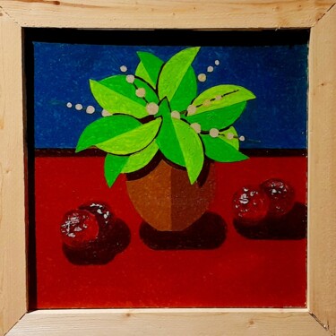 Painting titled "Le vase 4 ." by Bertrand Jost, Original Artwork, Acrylic Mounted on Cardboard