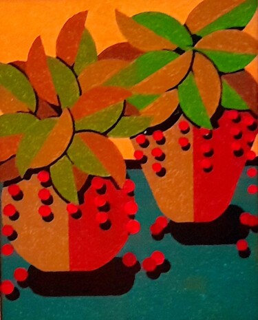 Peinture intitulée "Peinture de vases s…" par Bertrand Jost, Œuvre d'art originale, Acrylique Monté sur Carton