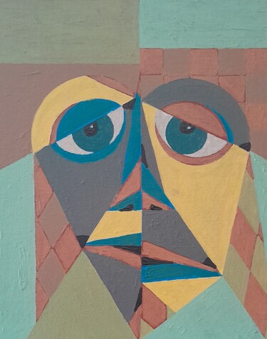 绘画 标题为“Portrait 4.” 由Bertrand Jost, 原创艺术品, 丙烯 安装在纸板上