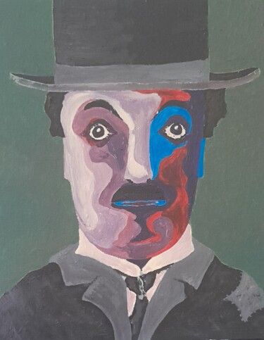 Pintura titulada "Chaplin ." por Bertrand Jost, Obra de arte original, Acrílico Montado en Cartulina
