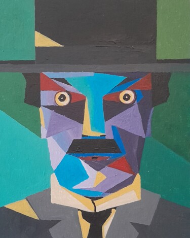 Painting titled "Moustache ." by Bertrand Jost, Original Artwork, Acrylic