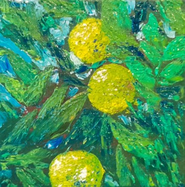 Картина под названием "Les citrons de Ment…" - Bertrand Jost, Подлинное произведение искусства, Масло Установлен на Деревянн…