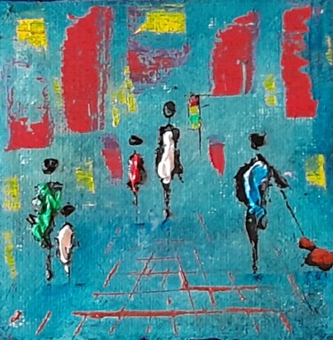 Malerei mit dem Titel "Balade urbaine ." von Bertrand Jost, Original-Kunstwerk, Öl