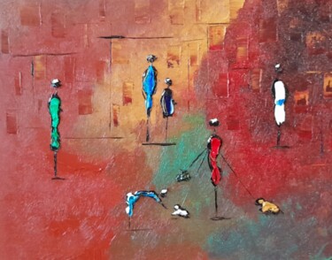제목이 "Madame et ses chien…"인 미술작품 Bertrand Jost로, 원작, 기름 판지에 장착됨