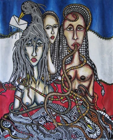 Painting titled "Délation, mensonge…" by Bertrand Lamouroux, Original Artwork, Acrylic