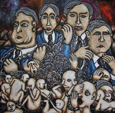 Peinture intitulée "Les Maîtres des âmes" par Bertrand Lamouroux, Œuvre d'art originale, Acrylique