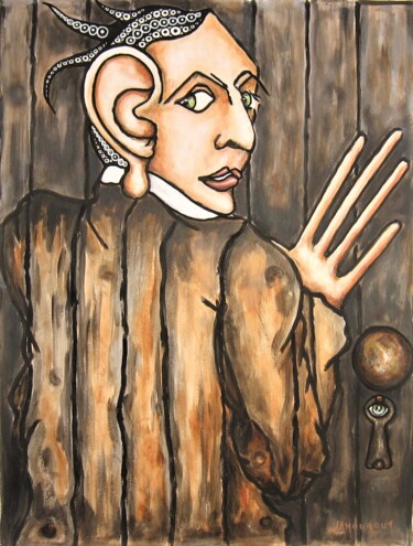 Peinture intitulée "L'indiscret" par Bertrand Lamouroux, Œuvre d'art originale, Acrylique Monté sur Panneau de bois