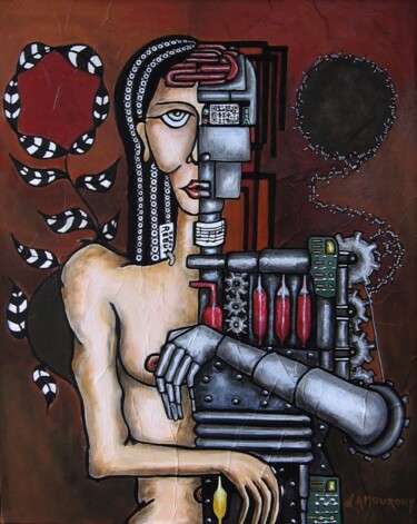 Painting titled "Transhumanisme 2050" by Bertrand Lamouroux, Original Artwork, Acrylic