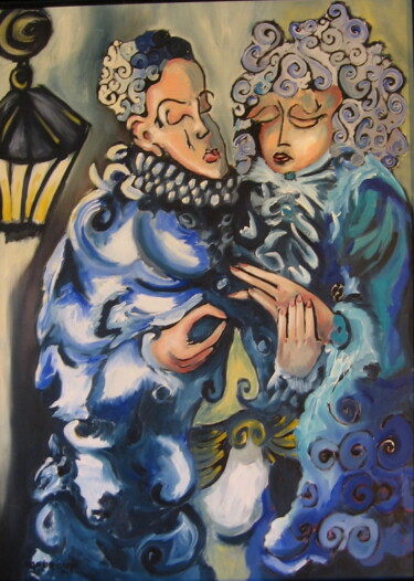 Painting titled "La Saint Valentin" by Bertrand Lamouroux, Original Artwork, Oil