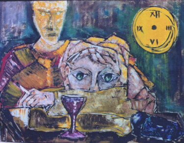 Peinture intitulée "L'homme et la boute…" par Bertrand Lamouroux, Œuvre d'art originale, Huile