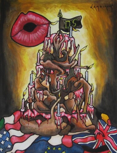 Картина под названием "Happy Birthday au DS" - Bertrand Lamouroux, Подлинное произведение искусства, Акрил