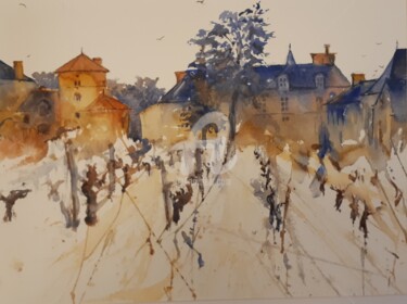 Malerei mit dem Titel "Domaine viticole St…" von Bertrand Lucas, Original-Kunstwerk, Aquarell