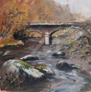 Painting titled "Pont Tonquédec" by Bertrand Lucas, Original Artwork, Oil