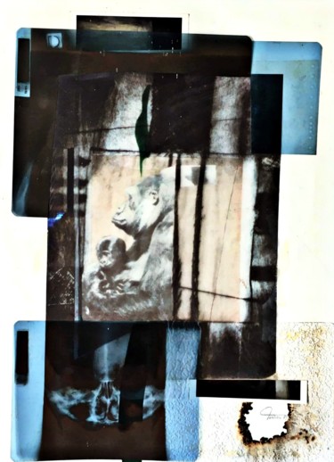 Collages intitulée "Angoisse Prilmalien…" par Bertrand Tardieu, Œuvre d'art originale, Collages