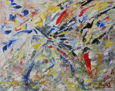 Malerei mit dem Titel "Hommage tibetain" von Bertrand Bellaize, Original-Kunstwerk, Acryl