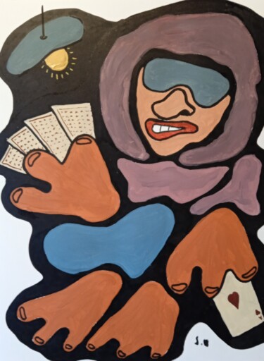 Le joueur de cartes . Peinture intitulée "Le joueur de cartes…" par Bertrand Jost, Œuvre d'art originale, Acrylique
