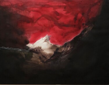 "Montagne blanche" başlıklı Resim Bertrand Mugabure tarafından, Orijinal sanat, Mürekkep