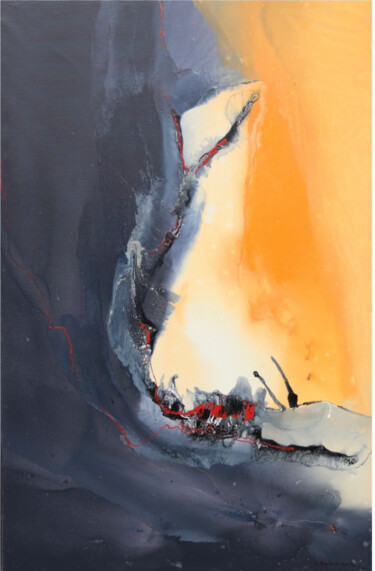 Malerei mit dem Titel "Exode" von Bertrand Mugabure, Original-Kunstwerk, Öl
