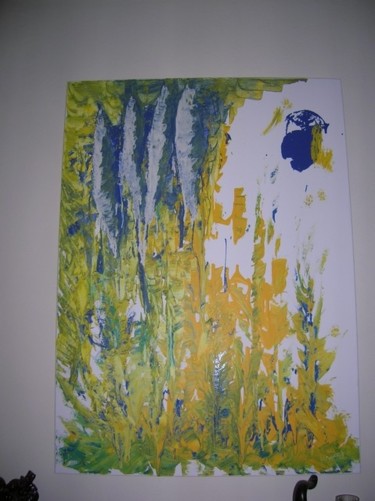 Peinture intitulée "Soleil bleu" par Bertrand Pothier, Œuvre d'art originale