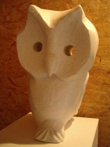 Sculpture intitulée "Chouette" par Yvon Bescond, Œuvre d'art originale, Pierre