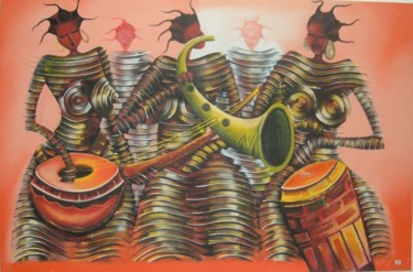 Painting titled "divine massage" by Joseph Kwaw Besoabewie, Original Artwork, Oil