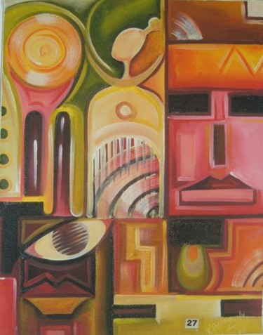 Painting titled "silent mask" by Joseph Kwaw Besoabewie, Original Artwork, Oil