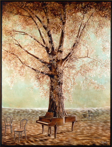Painting titled "l'arbre à piano ©" by Billy Renoir, Original Artwork, Acrylic