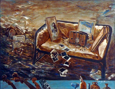 Pintura titulada "le siège en rotin ©" por Billy Renoir, Obra de arte original, Acrílico