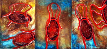 Painting titled "triptyque chaises ©…" by Billy Renoir, Original Artwork, Acrylic