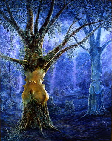 Pittura intitolato "l'arbre à contrebas…" da Billy Renoir, Opera d'arte originale, Acrilico