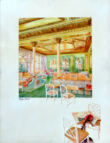 Peinture intitulée "le café de la Paix ©" par Billy Renoir, Œuvre d'art originale, Encre