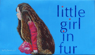 제목이 "little girl in fur ©"인 미술작품 Billy Renoir로, 원작, 아크릴 나무 들것 프레임에 장착됨