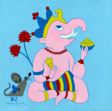Painting titled "Ganesh ©" by Billy Renoir, Original Artwork, Acrylic
