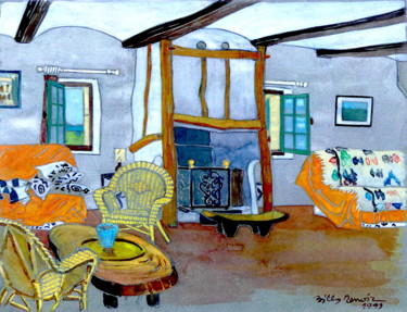 Pintura titulada "intérieur ©" por Billy Renoir, Obra de arte original, Acuarela