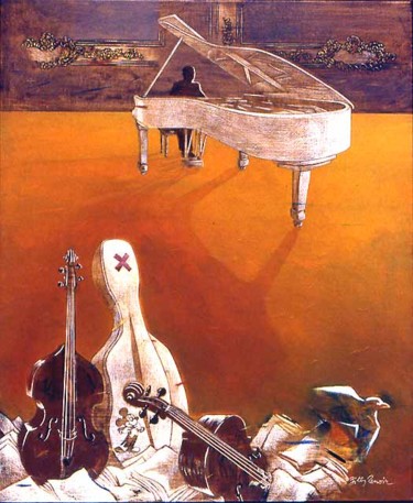 Pintura titulada "composition avec co…" por Billy Renoir, Obra de arte original, Acrílico
