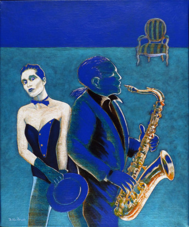 Peinture intitulée "le saxo et la danse…" par Billy Renoir, Œuvre d'art originale, Acrylique