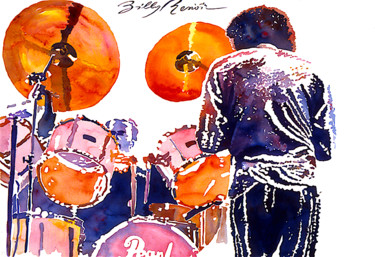 Peinture intitulée "Miles de dos ©" par Billy Renoir, Œuvre d'art originale, Aquarelle