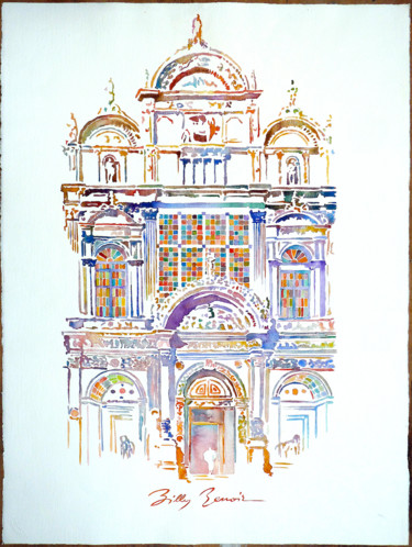 Peinture intitulée "scuola di San Marco…" par Billy Renoir, Œuvre d'art originale, Aquarelle