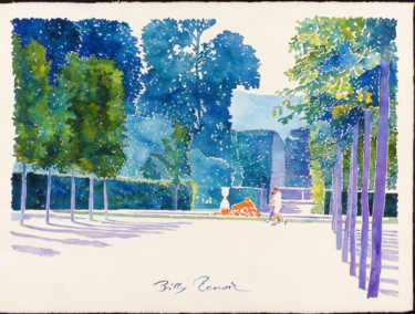 Pintura titulada "jardins du château…" por Billy Renoir, Obra de arte original, Acuarela