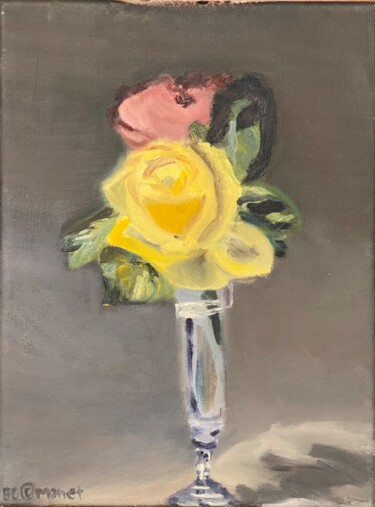 Peinture intitulée "Roses in a Champagn…" par Bethany Cheung, Œuvre d'art originale, Huile