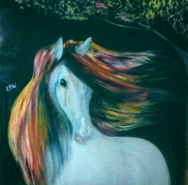 Painting titled "Caballo colorido" by Bethel, Original Artwork, Oil