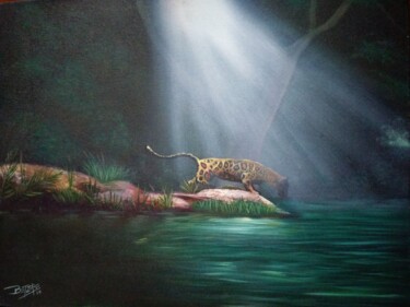 Malerei mit dem Titel "Leopardo de amazoni…" von Bethel, Original-Kunstwerk, Öl