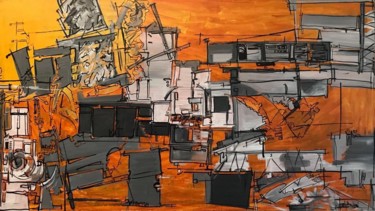 Painting titled "Beton – AST 80x50" by Beth Sallai, Original Artwork, Acrylic
