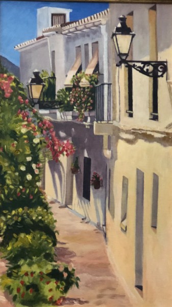 Pittura intitolato "Pueblos blancos" da Dolores Fernández, Opera d'arte originale, Olio