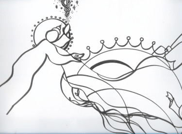 Desenho intitulada "aguas arriba" por Betina Marker, Obras de arte originais, Marcador