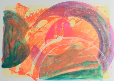 Pintura intitulada "La otra orilla" por Betina Marker, Obras de arte originais, Acrílico Montado em Cartão