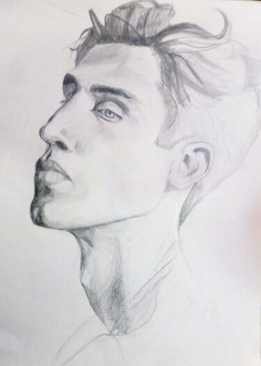 Drawing titled "jeune homme" by Betty Dovi, Original Artwork, Pencil