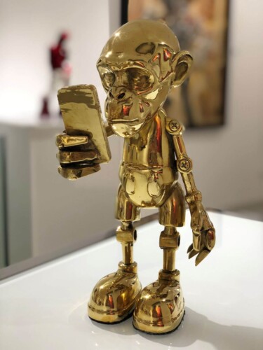 Γλυπτική με τίτλο "Toy art Gold" από Beto Gatti, Αυθεντικά έργα τέχνης, Μπρούντζος