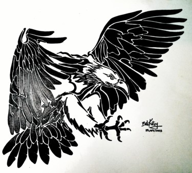 Dibujo titulada ""Águia"" por Beto Katayama Neto, Obra de arte original, Bolígrafo