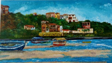 Painting titled "Um trem para a Calç…" by Beto Freitas, Original Artwork, Oil